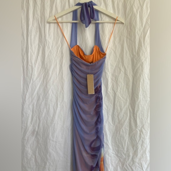 Silence + Noise Purple and Orange Halter Midi Dress Size XS NEW - Picture 6 of 16